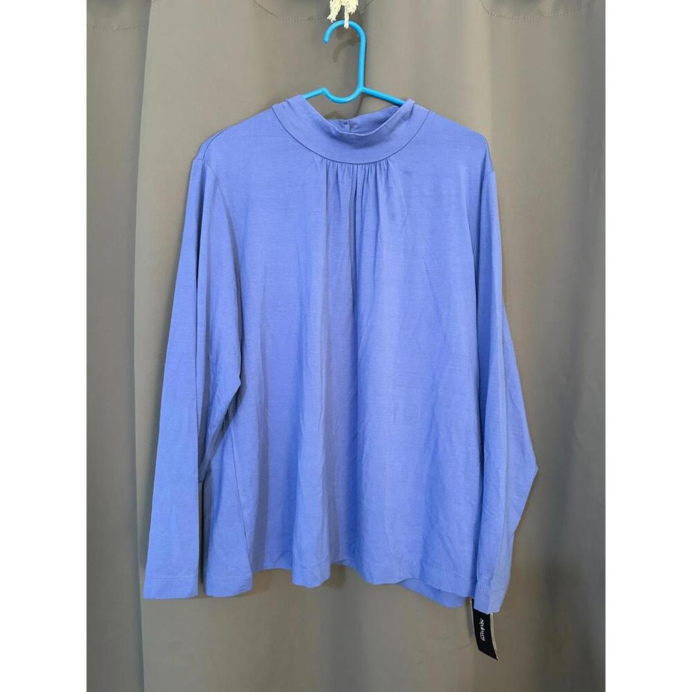 NWT Macy’s Periwinkle Blue Mock Neck Long Sleeve Top Plus Size 3X Soft Knit